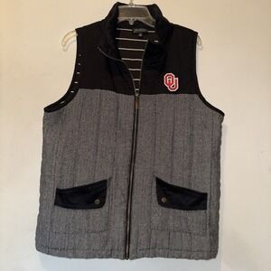 Oklahoma Sooners Vest  XL  Gameday Couture Black Herringbone Full Zip OU